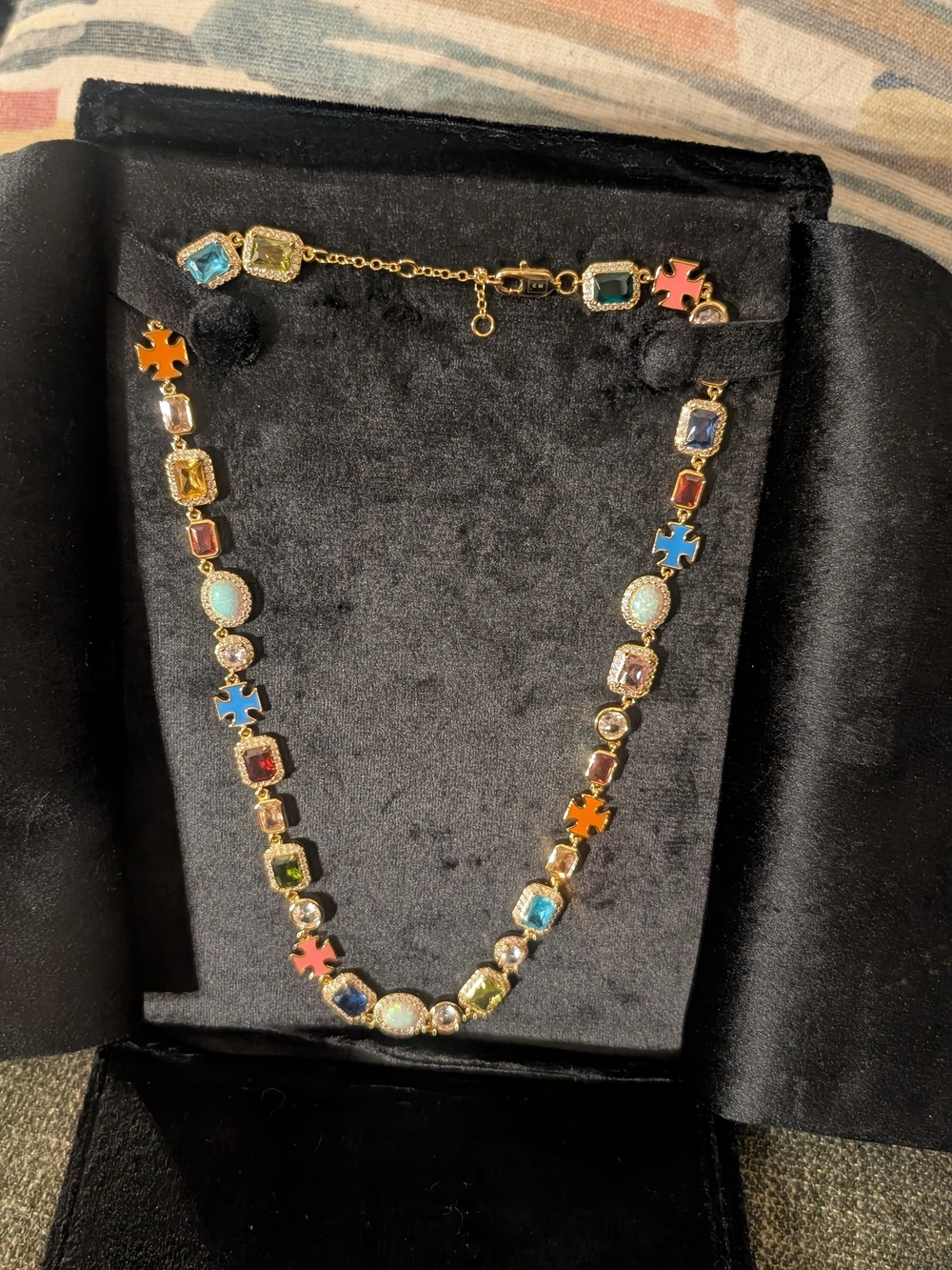 Solstice Gemstone Necklace Gold Bright Opal Multicolor by Christin Marie Studio